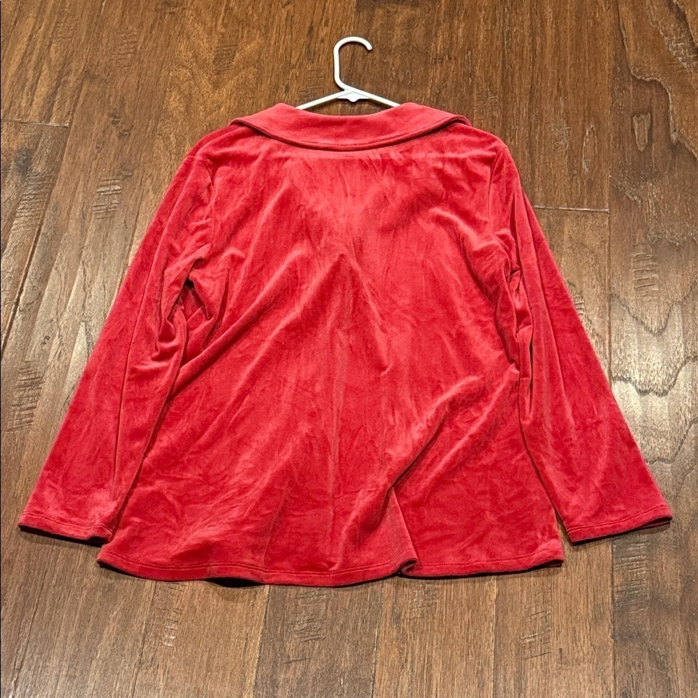Alfred Dunner Vibrant Velvet Material Red Women's Jacket - Picture 3 of 9